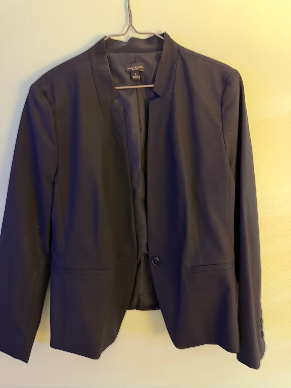 Ann Taylor Navy Single-Button Open Blazer